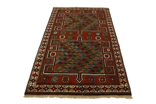 Orange-red Tribal 4X6 Ghoochan Persian Rug