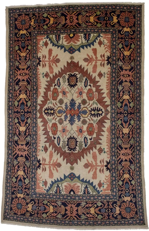 Ivory Vintage Geometric Floral 8X12 Mahal Persian original Rug