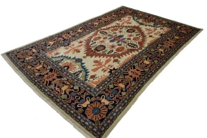 Ivory Vintage Geometric Floral 8X12 Mahal Persian original Rug