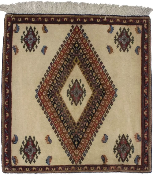 Vintage Beige Tribal 2X2 Abadeh Persian Square Rug