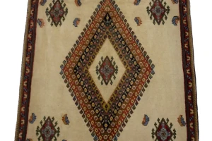 Vintage Beige Tribal 2X2 Abadeh Persian Square Rug