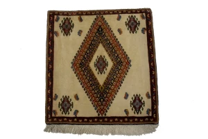 Vintage Beige Tribal 2X2 Abadeh Persian Square Rug