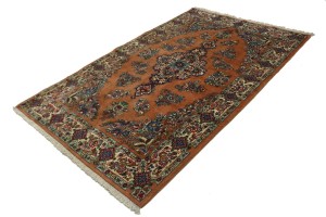 Vintage Rusty Peach Traditional 4X7 Sarouk Persian Rug