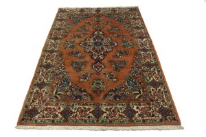 Vintage Rusty Peach Traditional 4X7 Sarouk Persian Rug
