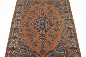 Vintage Rusty Peach Traditional 4X7 Sarouk Persian Rug
