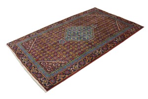 Vintage Red Geometric 4X7 Ardebil Bidjar Persian Rug