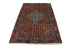 Vintage Red Geometric 4X7 Ardebil Bidjar Persian Rug