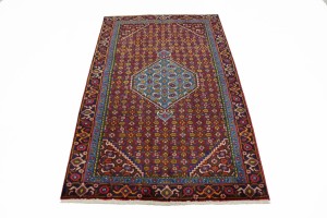 Vintage Red Geometric 4X7 Ardebil Bidjar Persian Rug