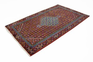 Vintage Red Geometric 4X7 Ardebil Bidjar Persian Rug