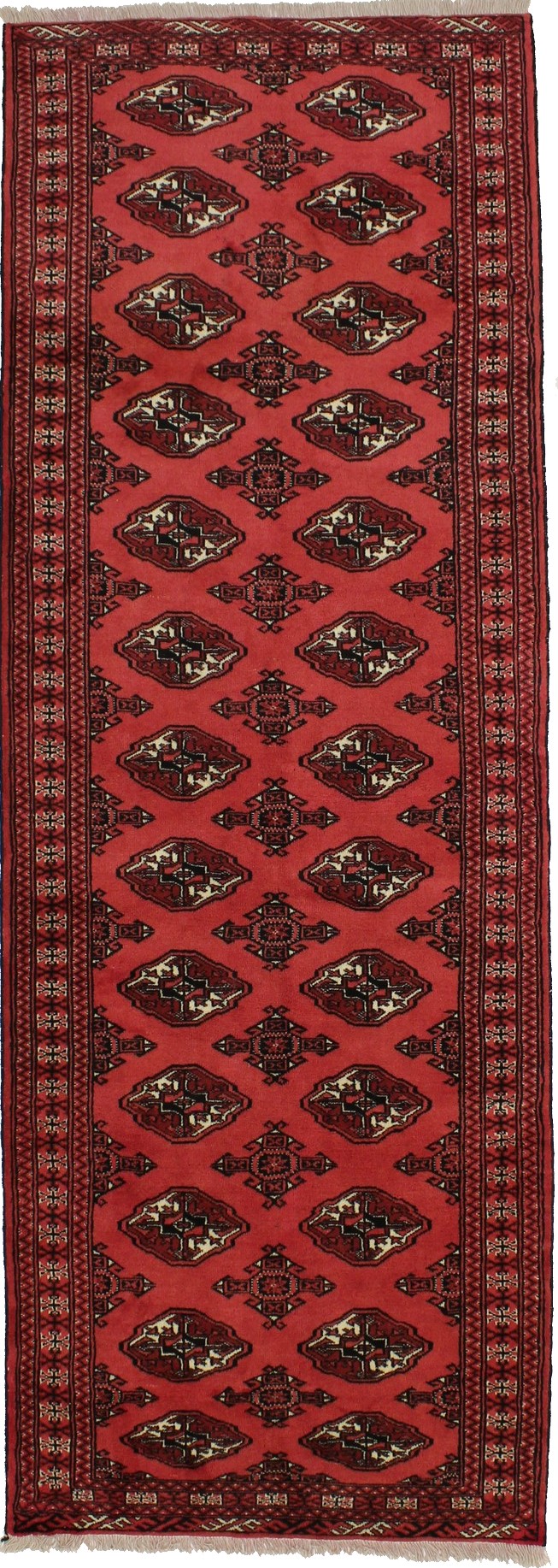 Vintage Red Tribal 3'5X9'7 Turkoman Persian Runner Rug