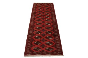 Vintage Red Tribal 3'5X9'7 Turkoman Persian Runner Rug