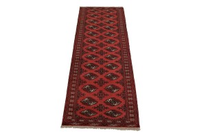 Vintage Red Tribal 3'5X9'7 Turkoman Persian Runner Rug