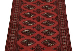 Vintage Red Tribal 3'5X9'7 Turkoman Persian Runner Rug