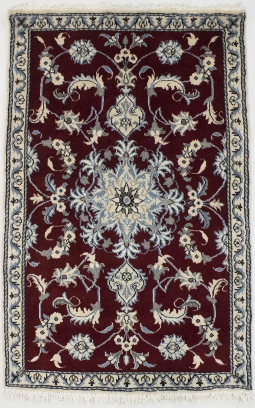 Wine Red Traditional 3X5 Nain Kashmar Persian Rug