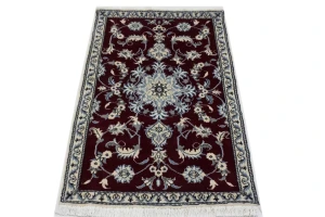 Wine Red Traditional 3X5 Nain Kashmar Persian Rug