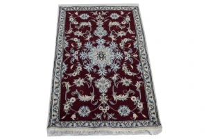 Wine Red Traditional 3X5 Nain Kashmar Persian Rug