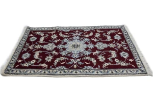 Wine Red Traditional 3X5 Nain Kashmar Persian Rug
