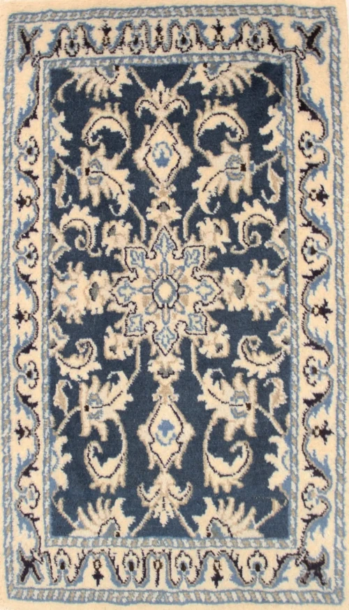 Navy Blue Classic 2X3 Nain Kashmar Persian Rug