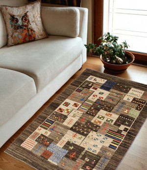 Multicolored Checkered 5X6'5 Gabbeh Persian Rug