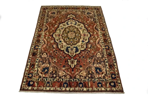 Vintage Rusty Brown Floral Garden 7X10 Bakhtiari Persian Rug