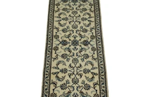 Cream Traditional 2'5X9'6 Nain Kashmar Persian Runner