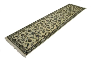 Cream Traditional 2'5X9'6 Nain Kashmar Persian Runner