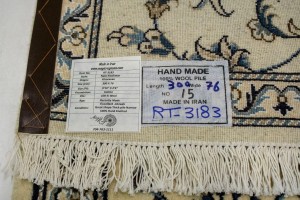 Cream Classic 3X10 Nain Kashmar Persian Runner Rug