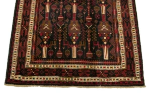 Vintage Dark Navy Blue Tribal 4X10 Balouch Persian Runner Rug