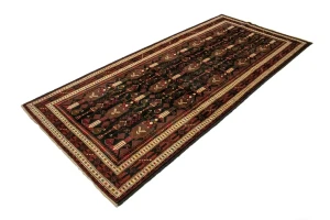 Vintage Dark Navy Blue Tribal 4X10 Balouch Persian Runner Rug