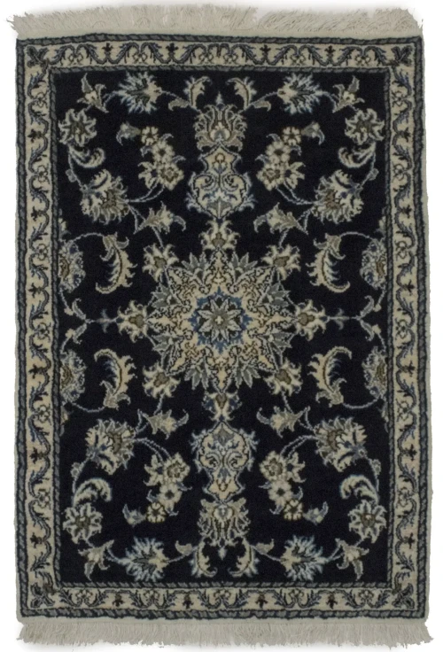 Navy Blue Classic 3X4 Nain Kashmar Persian Rug