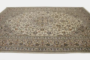 Vintage Beige Traditional 8X12 Kashan Persian Rug