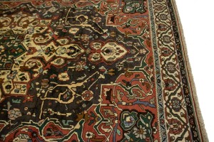 Vintage Dark Brown Floral 7X10 Bakhtiari Persian Rug