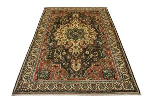 Vintage Dark Brown Floral 7X10 Bakhtiari Persian Rug