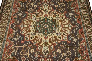 Vintage Dark Brown Floral 7X10 Bakhtiari Persian Rug