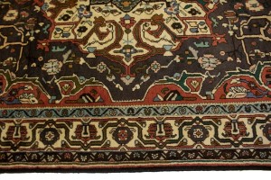 Vintage Dark Brown Floral 7X10 Bakhtiari Persian Rug