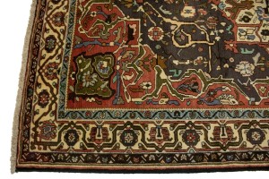 Vintage Dark Brown Floral 7X10 Bakhtiari Persian Rug