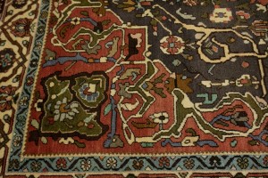 Vintage Dark Brown Floral 7X10 Bakhtiari Persian Rug