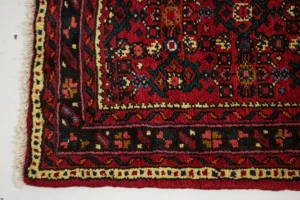 Vintage Red Tribal 4X17 Hossainabad Persian Runner Rug