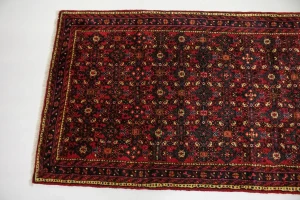 Vintage Red Tribal 4X17 Hossainabad Persian Runner Rug