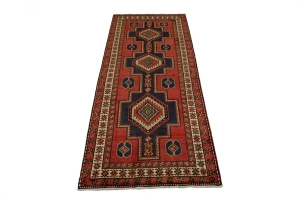 Vintage Red Tribal 5X11 Meshkin Persian Runner Rug
