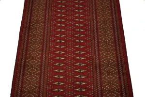 Vintage Red Tribal 3'4X12'6 Turkoman Persian Runner Rug