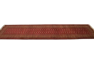 Vintage Red Tribal 3'4X12'6 Turkoman Persian Runner Rug