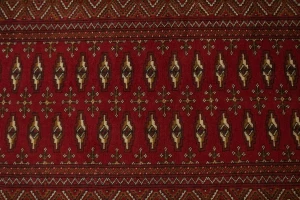 Vintage Red Tribal 3'4X12'6 Turkoman Persian Runner Rug