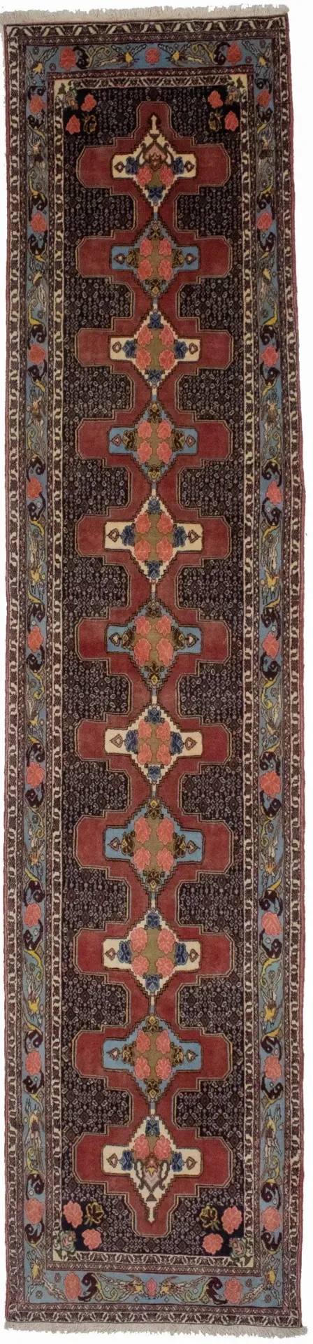 Vintage Floral 3X13 Bidjar Sanneh Persian Runner Rug