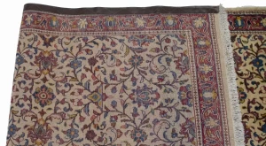 Vintage Cream Floral 3X11 Sarouk Persian Runner Rug