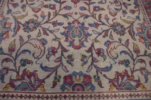 Vintage Cream Floral 3X11 Sarouk Persian Runner Rug