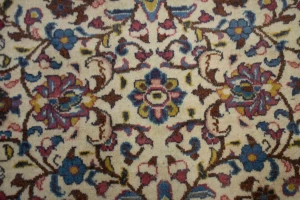 Vintage Cream Floral 3X11 Sarouk Persian Runner Rug