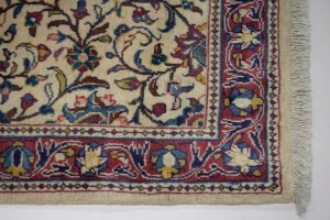 Vintage Cream Floral 3X11 Sarouk Persian Runner Rug