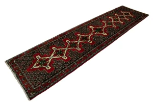Vintage Red Floral 3X12'5 Bidjar Sanneh Persian Runner Rug