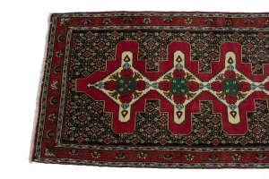 Vintage Red Floral 3X12'5 Bidjar Sanneh Persian Runner Rug